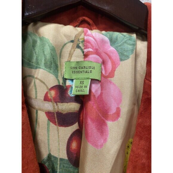 John Carlisle Orange Suede Leather Jacket XS - Picture 2 of 9